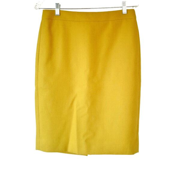 J.Crew No. 2 Mustard Wool Pencil Skirt | Fall Prep Chic Office Capsule Classic - Picture 2 of 13